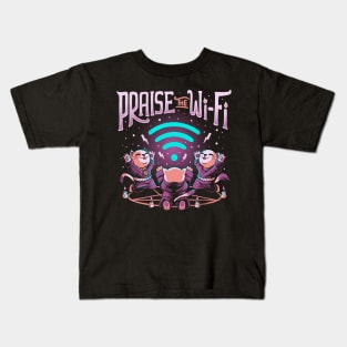 Praise the Wifi - Funny Evil Goth Cats Kids T-Shirt